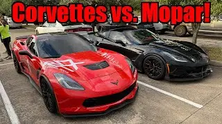 Taking My New Corvette Z06 to a CRAZY MOPAR MEET! (Red Eye Barber Car Meet)