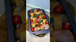 Ароматная курица в духовке с хлебом.