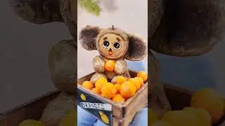 Чебурашка. ватная елочная игрушка #ватнаяигрушка #елочнаяигрушка #елочныеигрушки #игрушка #вата