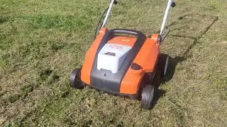 STIHL RLA 240 аккумуляторный аэратор в работе(2 режима)