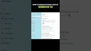 How to disable sticky keys in window 10