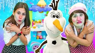 Elsa Frozen oyuncakları. Olaf eriyor! Dondurma arabasında Karlar ülkesi yolculuğu!
