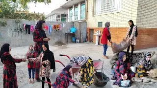 Selling firewood for nomadic family expenses and grinding mountain pistachios to eat