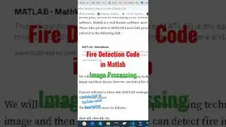 Fire Detection Code in Matlab