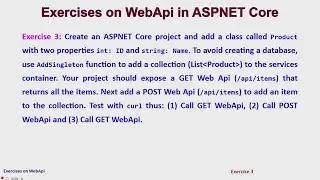 Exercises on WebApi in ASPNET Core - Ex 3