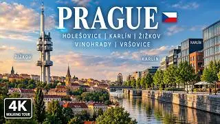 Prague 🇨🇿 | Holešovice, Karlín, Žižkov, Vinohrady & Vršovice | 4K Walking Tour