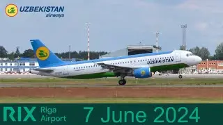 Planespotting Riga Int’I Airport RIX/EVRA, вылет Airbus a320ceo Uzbekistan Airways 07.06.2024