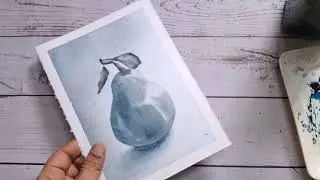 Watercolor still life painting tutorial for beginners.Easy monochrome painting.