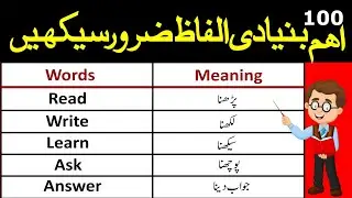 100 Basic Vocabulary Words in English With Urdu Meanings | english classes in urdu #vocabularywords