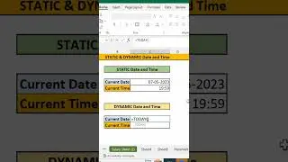 Static date and time in Excel | How to enter date & Time in Excel 