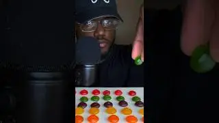 ASMR| Eating Skittles Gummies 🌈 #asmr #candy #mukbang