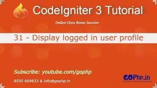31 - Welcome profile of logged in user |  CodeIgniter 3 Tutorial