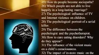 Psychology Research Paper Topics