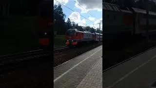🇷🇺ЭП2К "Тольятти-Москва" и ЭД4М-0291 "Москва-Рязань" на платформе "Кратово" Рязанского напр. #МЖД