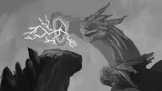 Godzilla VS King Ghidorah |  B&W SPEEDPAINT #godzillakingofthemonsters