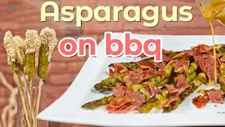 Спаржа на гриле с ветчиной и под соусом винегрет. Закуска из спаржи со сливочным сыром и кунжутом.
