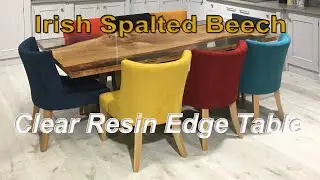 Splated Beech Slab Resin Edge Table 30 seconds