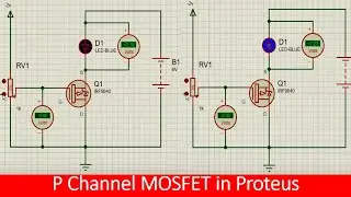 P channel mosfet biasing in Proteus tutorial
