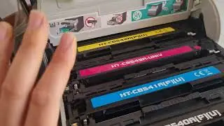 Como sacar, poner, cambiar cartuchos de impresora HP Color Laserjet CM1312 MFP y otras