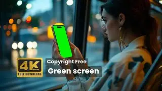 3 Copyright Free 4K Green Screen Smartphone animation: Woman on Bus - Aesthetic Night