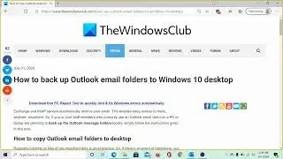 كيفية عمل نسخة احتياطية البريد الإلكتروني في Outlookعلى سطح مكتب Windows 10 مع أساسيات محترف الحاسوب