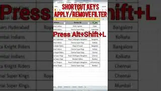 Shortcut keys to quickly apply or remove filter in Excel ||Filter shortcut key in MS Excel 