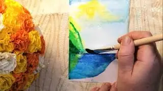 Морской пролив. Пейзаж. Акварельный скетч для начинающих.