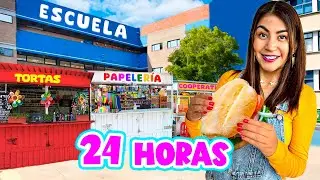 ⏰ 24 horas Comiendo en LAS ESCUELAS✏️🏫 Regresé a MI PREPA a comer como ESTUDIANTE 🥹 💕