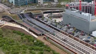 Aerial footage of Cambridge South station