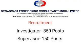 Broadcast Engineers (BECIL) Recruitment 500 Vacancy