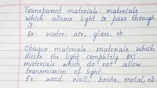 Definition of Transparent materials, Opaque materials, Translucent materials
