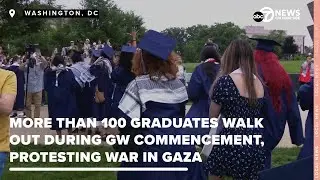 More than 100 graduates walk out during GW commencement, protesting war in Gaza