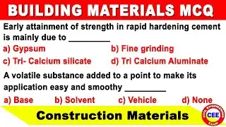 Construction material mcq | MCQ on construction materials | Building material mcq | GATE | SSC-JE
