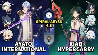 C0 Ayato International and C0 Xiao Hypercarry, Spiral Abyss 4.8 Floor 12 9 Stars