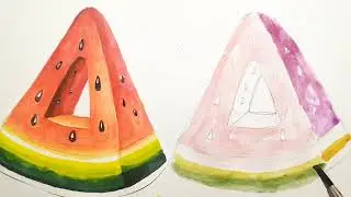 Рисуем арбуз🍉 акварелью
