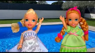 Elsa and Anna toddlers pool videos