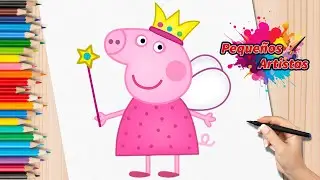 Dibuja y Colorear a Peppa pig como una Princesa Hada 🧚 Dibujos faciles