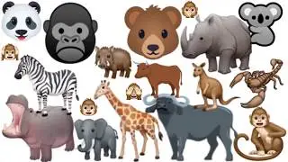 Mixed Emoji 41 - Zoo 🐒🐵🙈🙉🙊🦍🐗🦏🐘🐻🐨🦘🦓🐂🐃🦒🦛🐼🦂