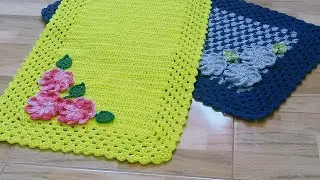 Tapete retangular SUPER FÁCIL de crochê com medidas da passadeira na descrição ❤️