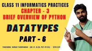 CLASS 11 IP CHAPTER 3 | DATA TYPES IN PYTHON | DATA HANDLING | BRIEF OVERVIEW OF PYTHON | CBSE NCERT