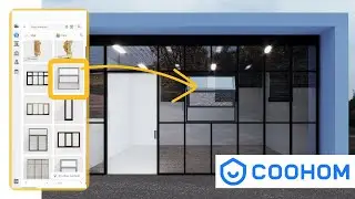 CUSTOM Glass Wall with Metal Grid in Coohom | Curtain Wall with Mullions | Coohom Tutorial