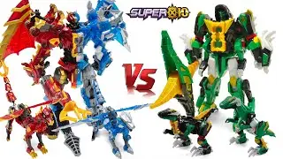 Super 10 Series Green and Black Raptors Combine Ninja Raptor, Ice and Fire Two Dragons Combine