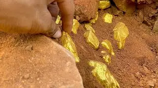 Finding and digging treasure gold under stone mountain