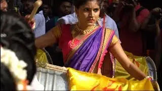 beautiful girls plays dhol pathak on ganesh visarjan || dhol taksha || ganesh visarjan||