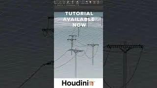 SideFX Houdini Tutorial - Procedurally Modeling Telephone Poles #shorts