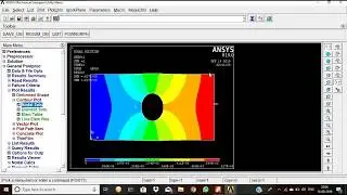 ANSYS R 19.0 stress analysis of a plate with circular hole
