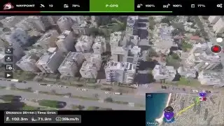 Litchi App Phantom 3 Test Flight in Strong Wind 1,2km Israel Netanya Full HD 60fps