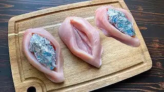 Ich habe ein Stück Folie in das Huhn gesteckt   mal sehen was passiert!