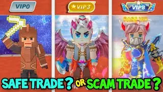 TRADING PARTY •VIP0 vs •VIP3 vs •VIP8 in Skyblock! Blockman Go