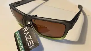 RAZE Eyewear Sunglasses Offshore Polarized Brown Lens Gray Green Frame 25631